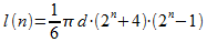 l(n) = pi * d * (2^n + 4) * (2^n - 1) : 6
